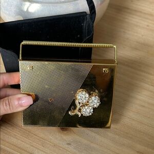 Volupte Portmanteau Purse Compact CarryAll 1940s Jeweled/ Black Carry Case